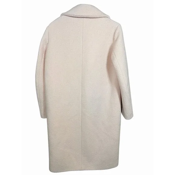 Maje Paris 36/4 Pink Wool Coat Boucle Long Jacket Minimalist Soft Blush Lined - Picture 10 of 16